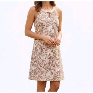 Dusty Pink Floral Lace Halter Mini Dress Size Med Keyhole A-Line Boho Party Grad